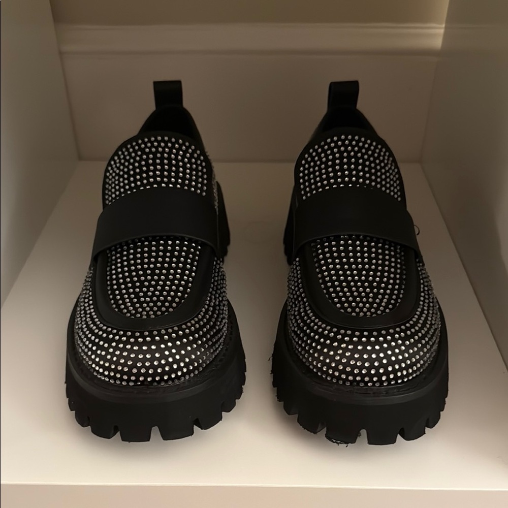 Karl Lagerfeld Black Studded Loafers